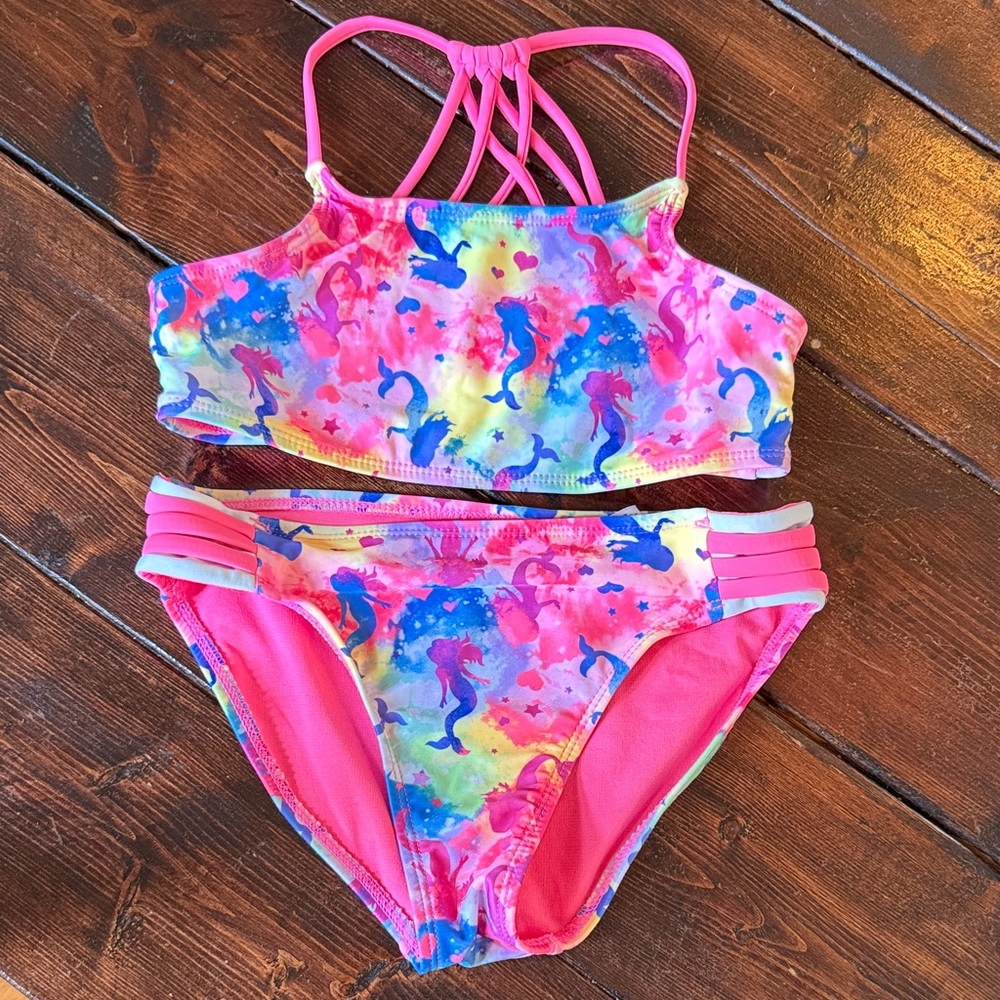 Wonder Nation Pink and Blue Mermaid Bikini size 7/8